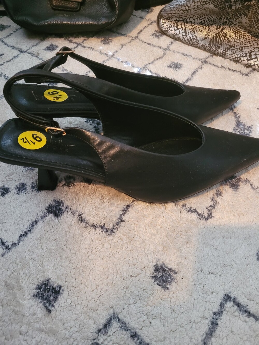 Nicole Miller Black Pointed-Toe Slingback Heels